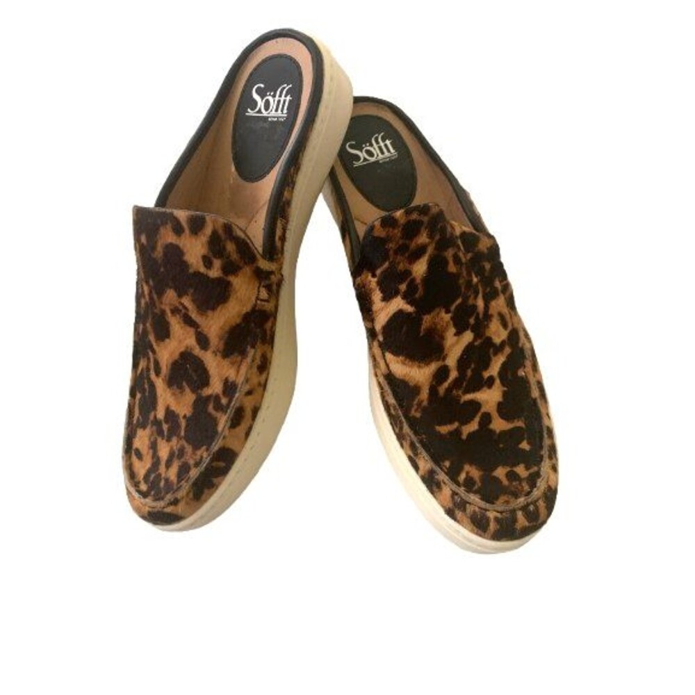 NWOT SOFFT Somers Brown Leopard Print Mule Size 10M